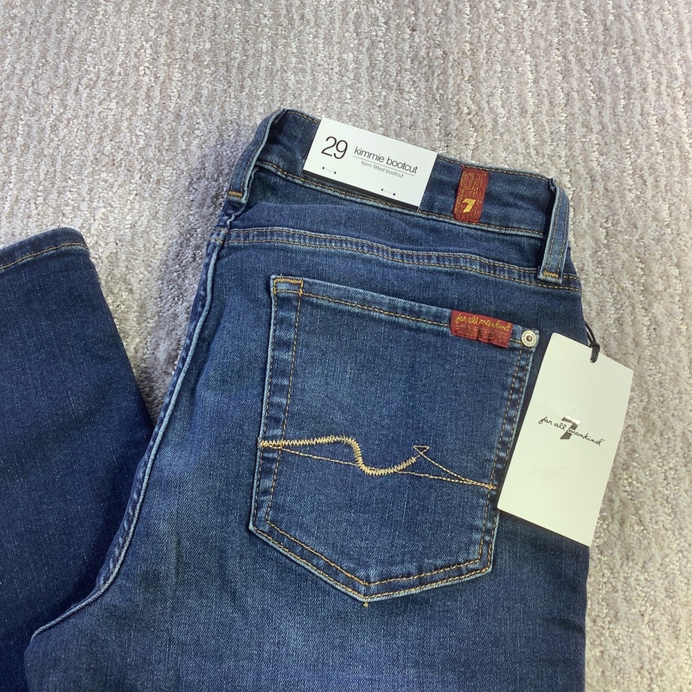 7 For All Mankind Kimmie Bootcut Blue Boot Cut Jeans 29 New NWT 7FAMK 33” inseam